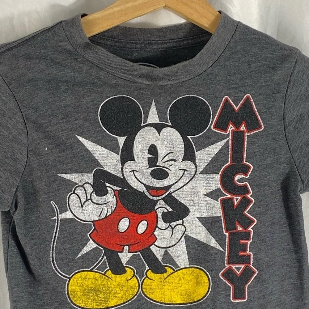 Disney Mickey Mouse Dark Gray and Light Gray Long Sleeve Tee Size 5T